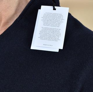 Lupetto Gran Sasso cashmere lana zip blu 55126 19699599 GRAN SASSO