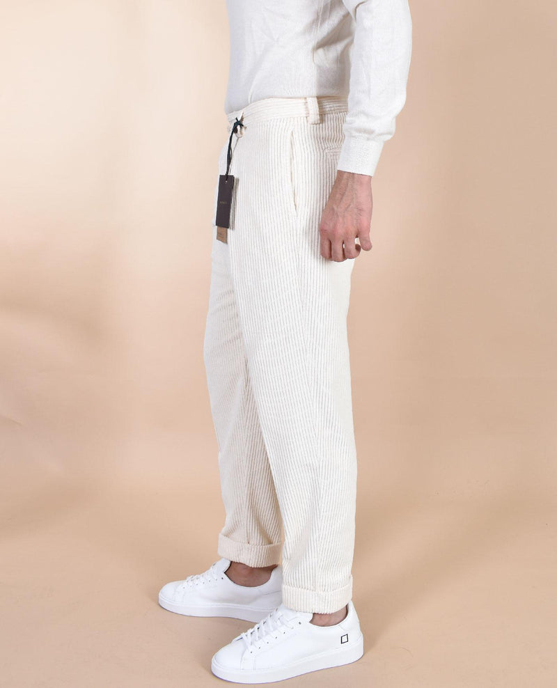 Pantalone Berwich velluto coste larghe ecru bianco chiaia-gd DV0001275 BERWICH
