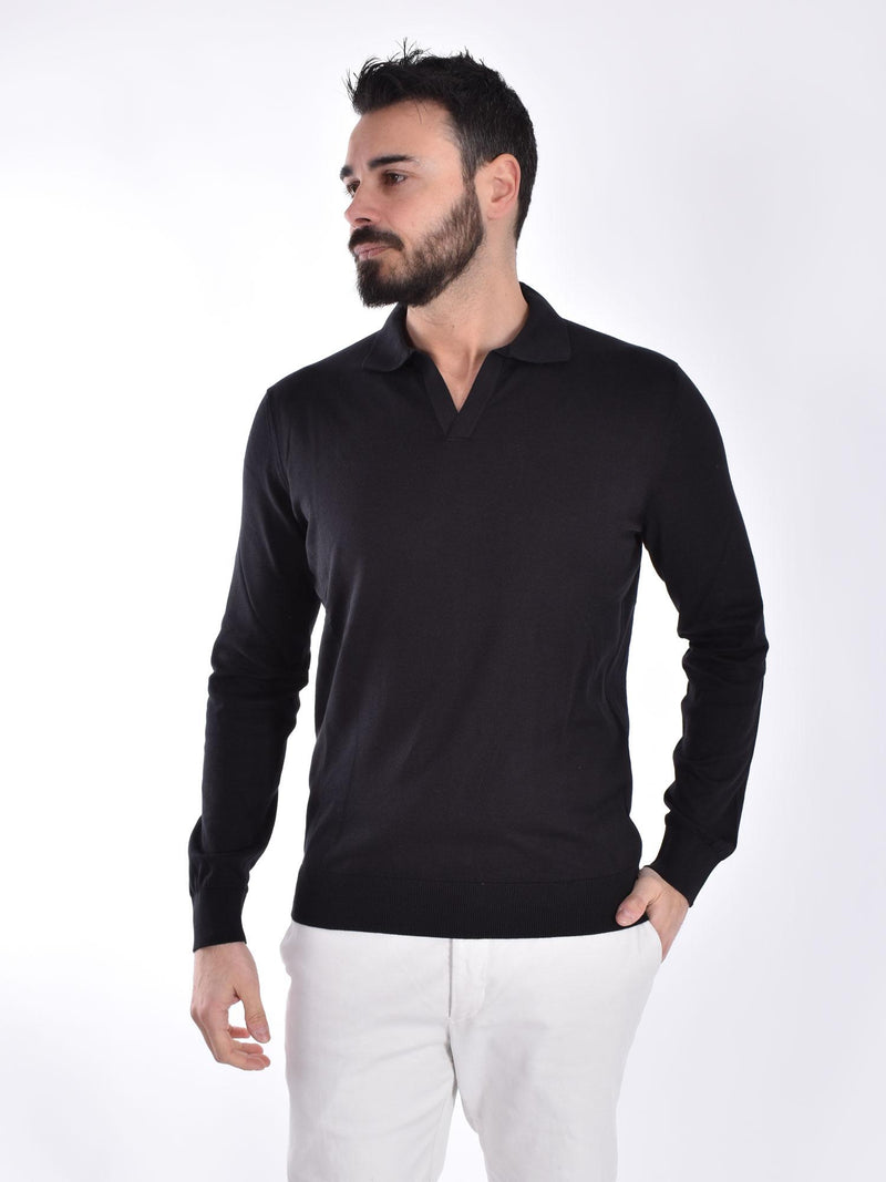 Polo Gran Sasso Suvin manica lunga nero 