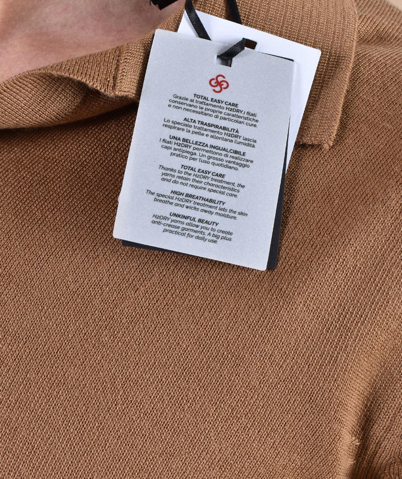 Polo Gran Sasso Athleisure cammello senza bottoni scollo V 57189 14813149 GRAN SASSO