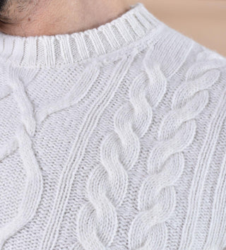 Maglione Luigi Gentile treccia bianco 124201 LUIGI GENTILE