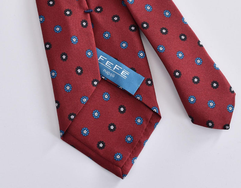 Cravatta Fefe seta bordeaux fiori 