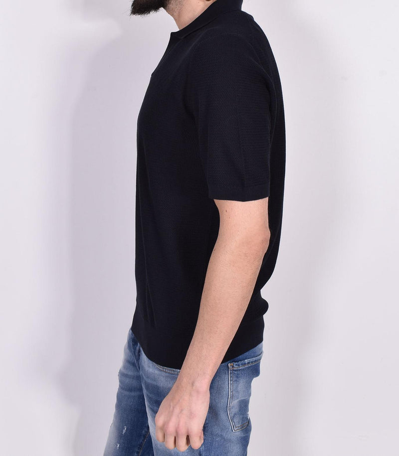 Polo Gran Sasso seta cotone blu 