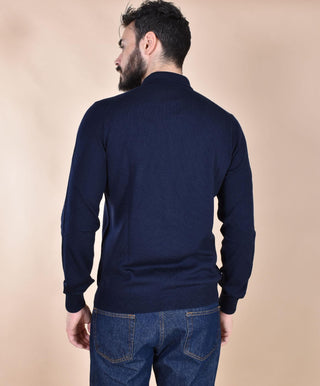 Polo Gran Sasso zip merinos extrafine blu 57196 14225598 GRAN SASSO