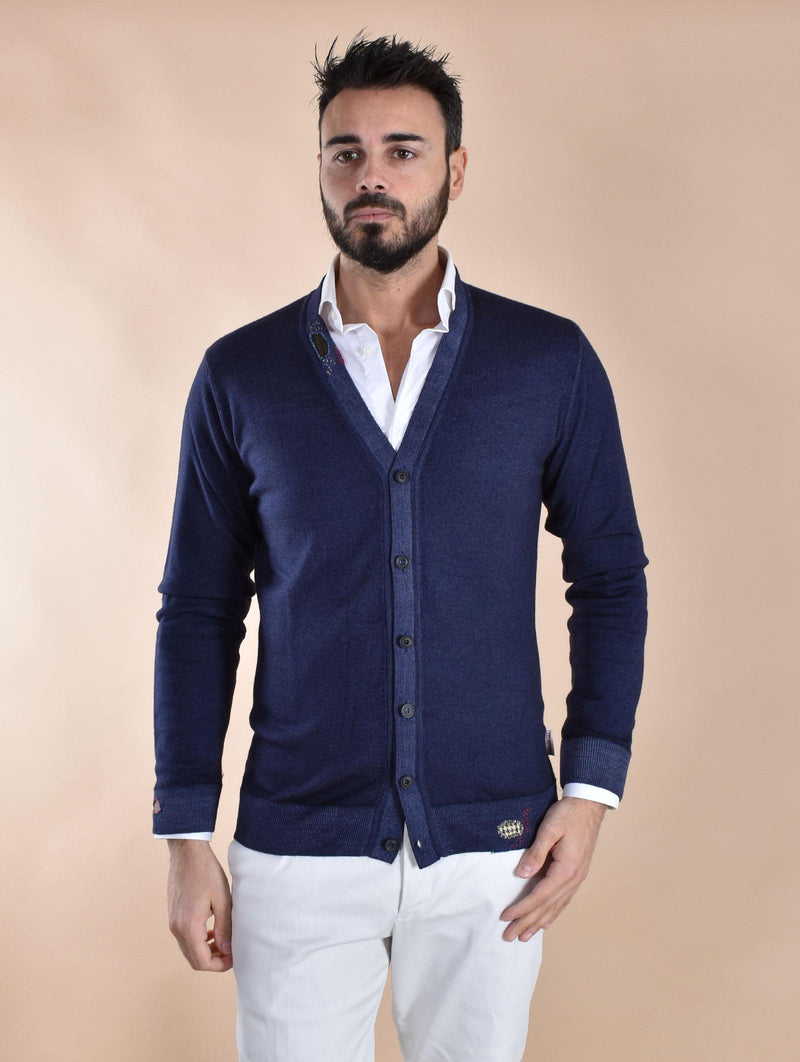 Cardigan BoB Mendoza blu ricami MENDOZA01 BOB