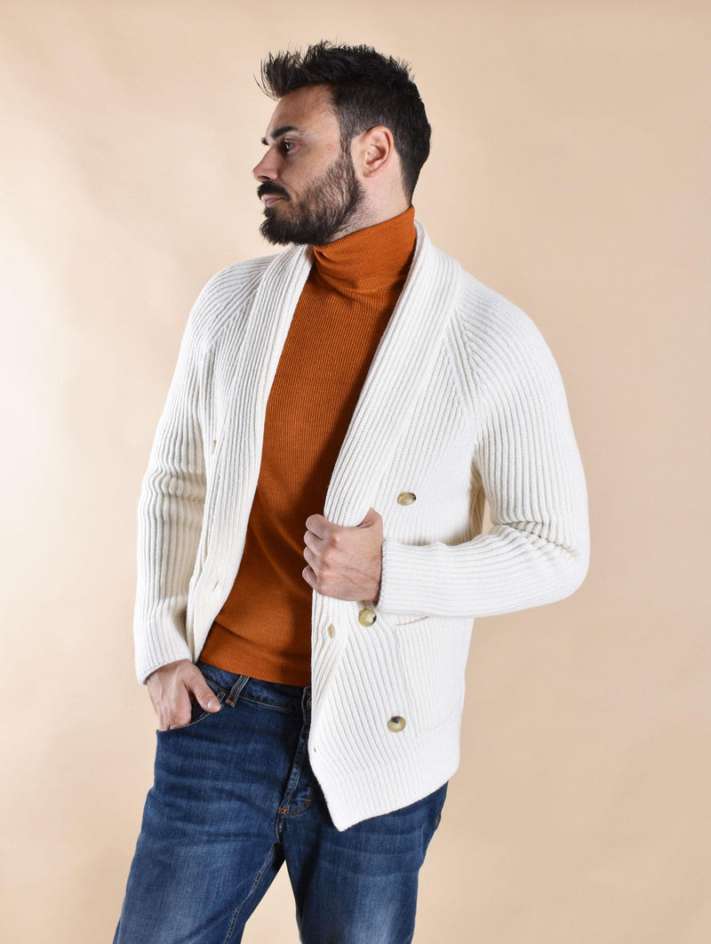 Maglione doppiopetto Gran Sasso Super Geelong bianco 13183 25072001 GRAN SASSO