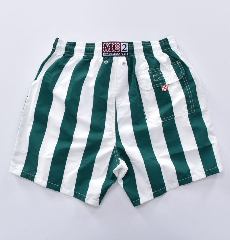 Costume bagno Mc2 Saint Barth beach stripes verde bianco 019465101 MC2 SAINT BARTH