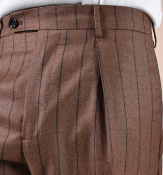 Pantalone Berwich gessato chiaia marrone tabacco risvolti corto AN127701 BERWICH