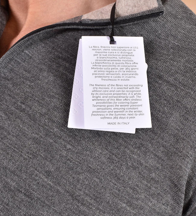Cardigan zip Gran Sasso collo alto Super Tasmania grigio 45144 14790083 GRAN SASSO