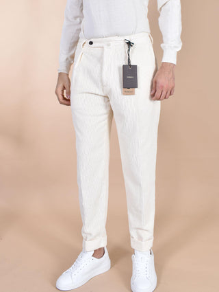 Pantalone Berwich velluto coste larghe ecru bianco chiaia-gd DV0001275 BERWICH