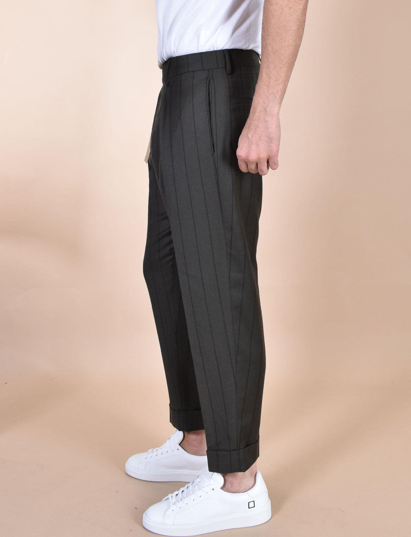 Pantalone Berwich gessato chiaia verde risvolti corto AN127702 BERWICH