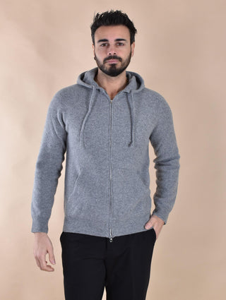 Maglia Luigi Gentile zip cappuccio grigio 121704 LUIGI GENTILE