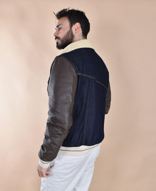 Bomber Giubbotto Yes London jeans pelle XG524701 YES LONDON