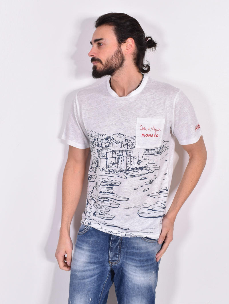 T-shirt Mc2 Saint Barth lino monaco bianca 0370901 MC2 SAINT BARTH