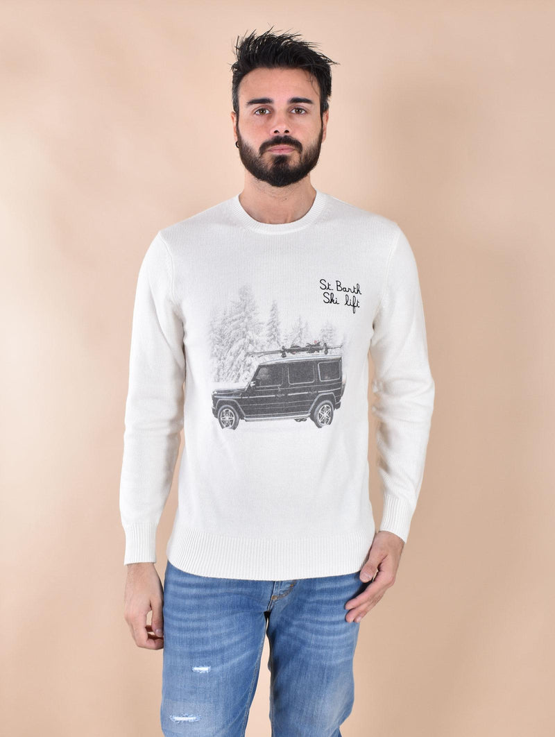 Maglia Mc2 Saint Barth bianca Heron print ski lift 0159410 MC2 SAINT BARTH