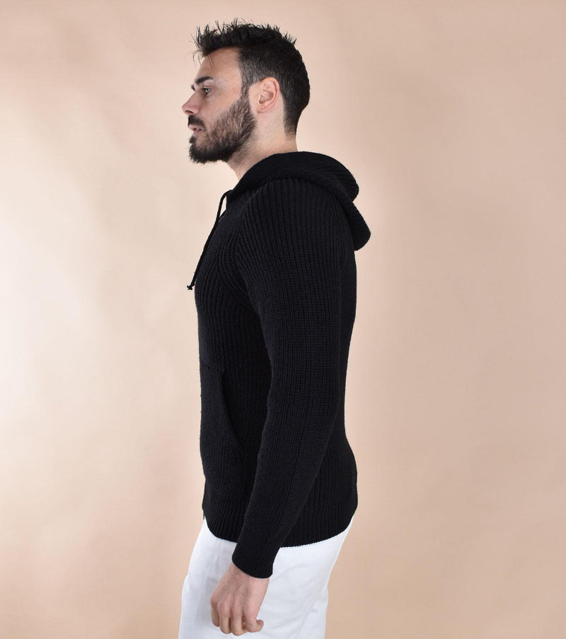 Felpa giubbino Circolo 1901 lana nera full zip hoodie CN515687 CIRCOLO 1901