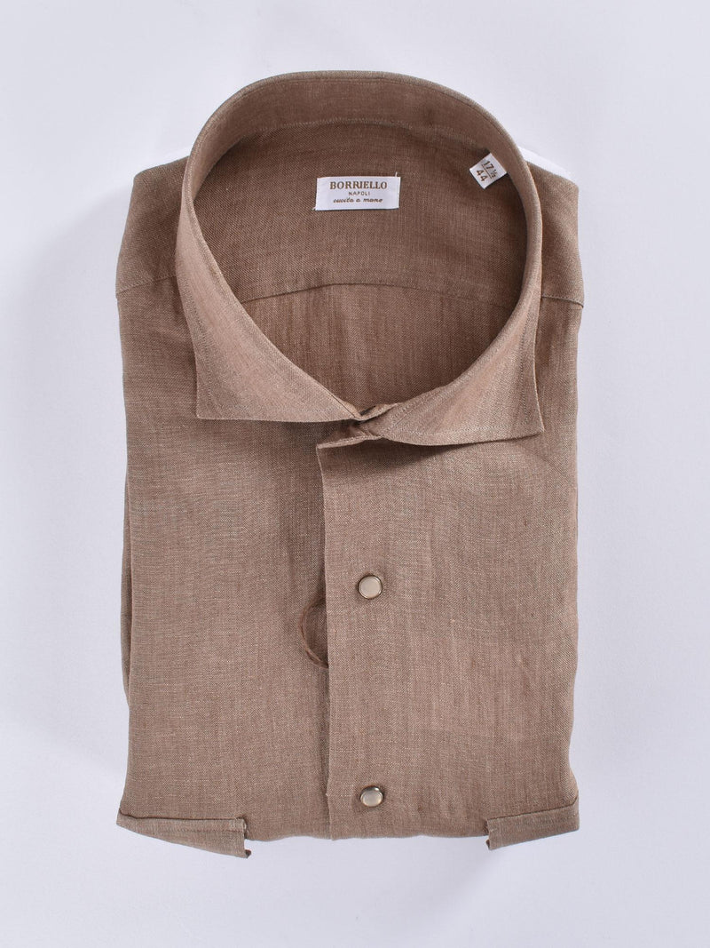 Camicia Borriello lino fango taschini 