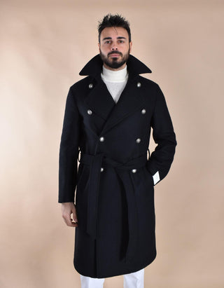 Cappotto Breras doppiopetto cintura lungo Porto nero PORTOCC1169 BRERAS Milano