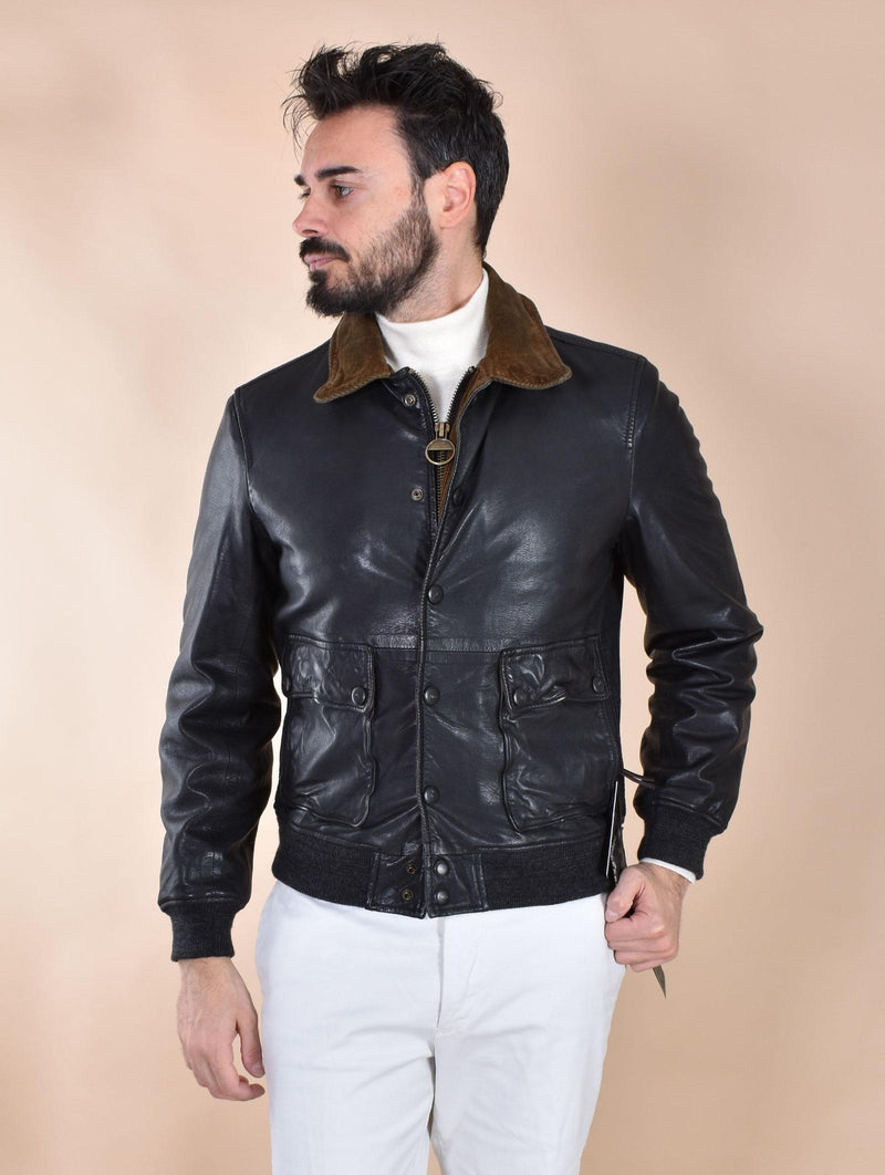 Giubbotto Jack Leathers bomber pelle Ottaviano nero OTTAVIANO20 THE JACK LEATHERS