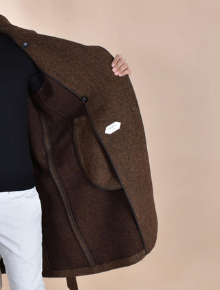 Cappotto Breras doppiopetto cintura lungo Porto marrone spigato PORTOC14207 BRERAS Milano