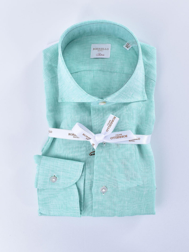 Camicia Borriello lino verde acqua<BR/> 