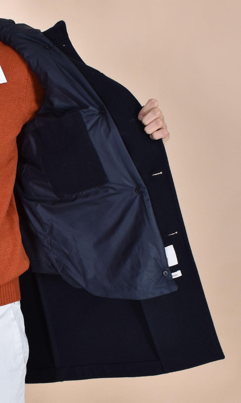 Cappotto RPL blu cappuccio monopetto C801 RPL