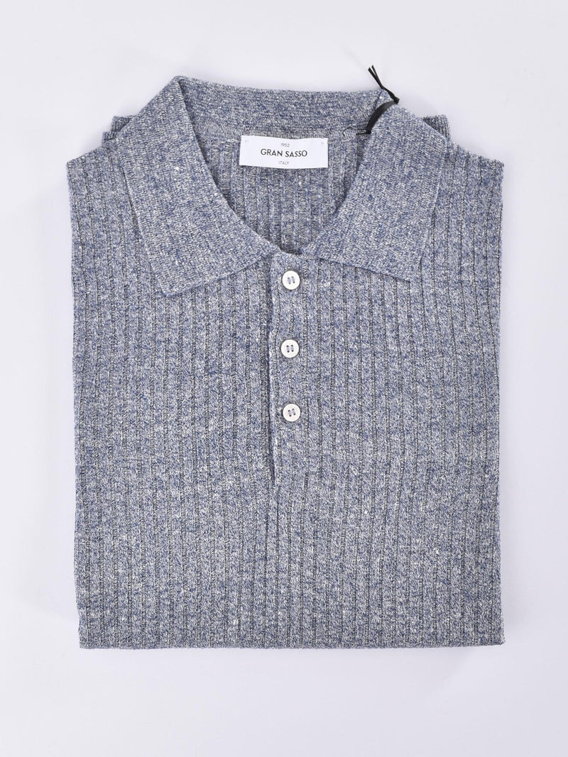 Polo Gran Sasso lino cotone blu 