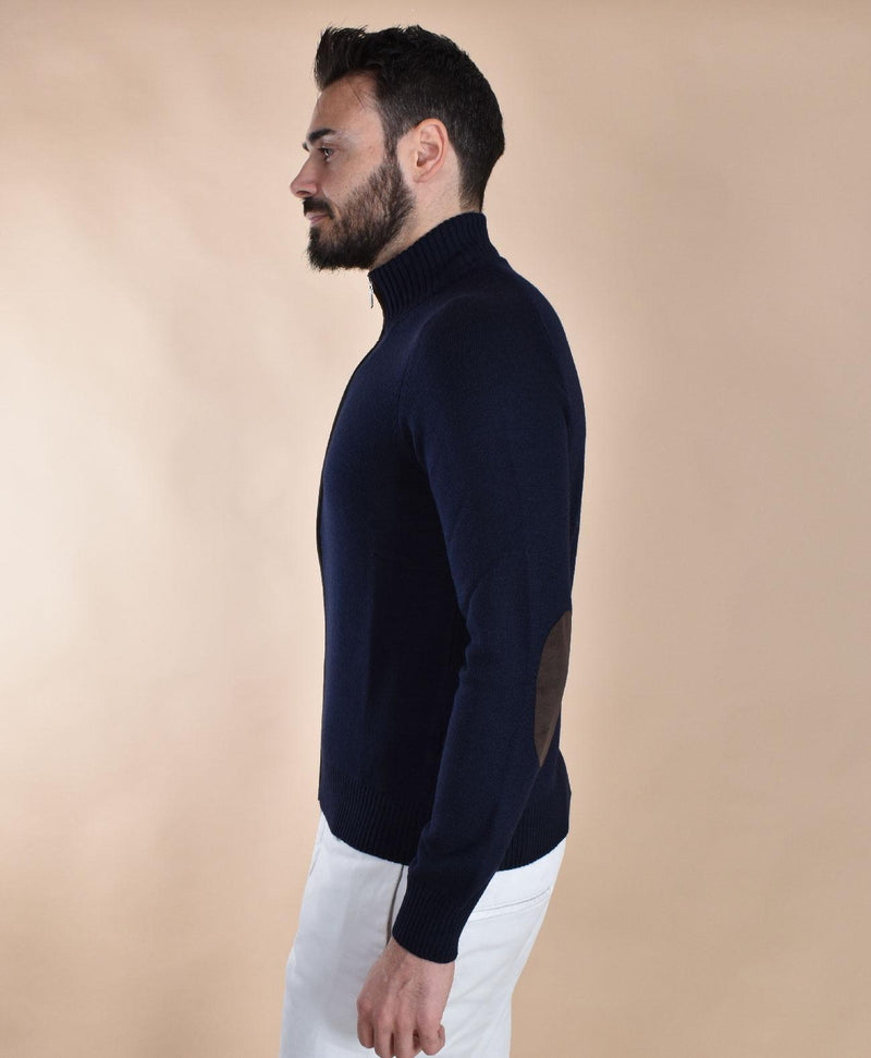 Maglia Gran Sasso extrafine merinos blu zip toppe 23102 14255598 GRAN SASSO