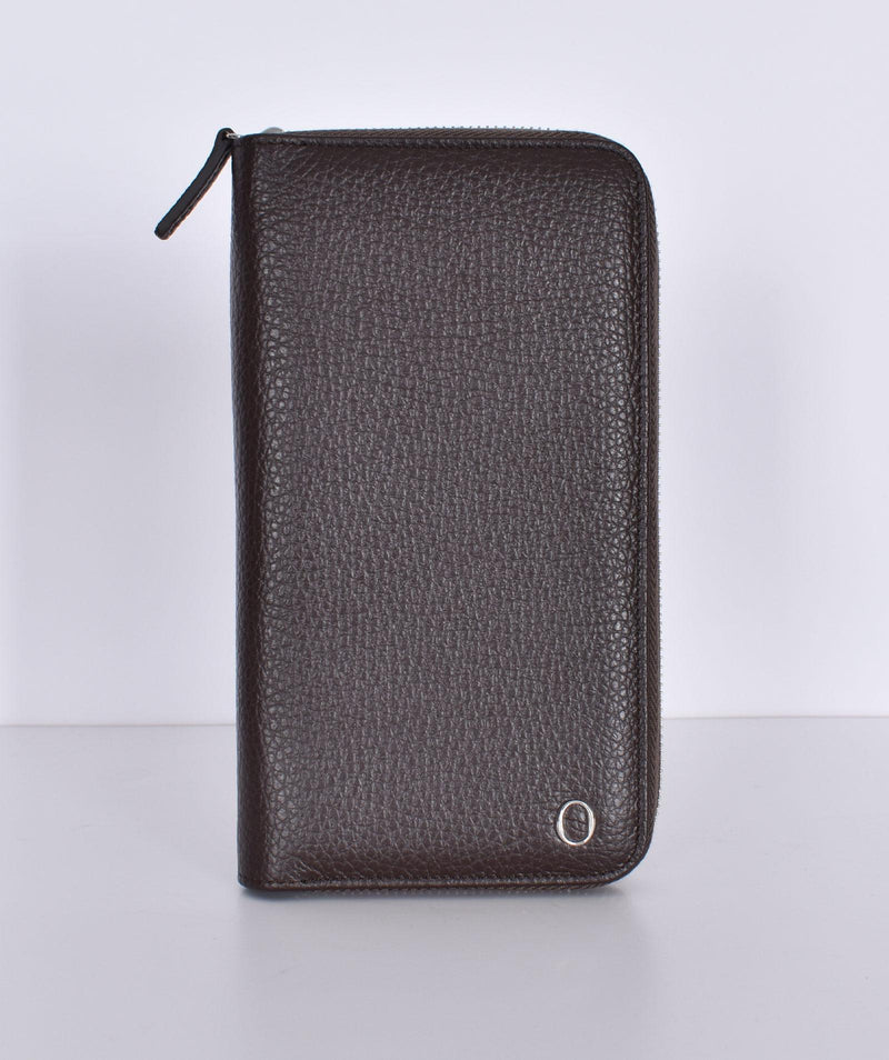 Portafoglio alto Orciani zip around pelle micron ebano 