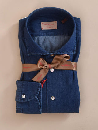 Camicia Borriello artigianale jeans denim Passion blu scuro 2100633 BORRIELLO