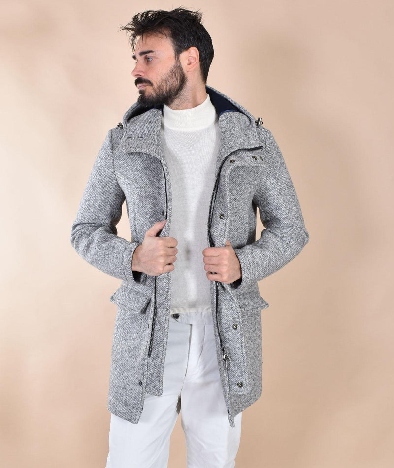 Cappotto BoB Luis cappuccio grigio argento 