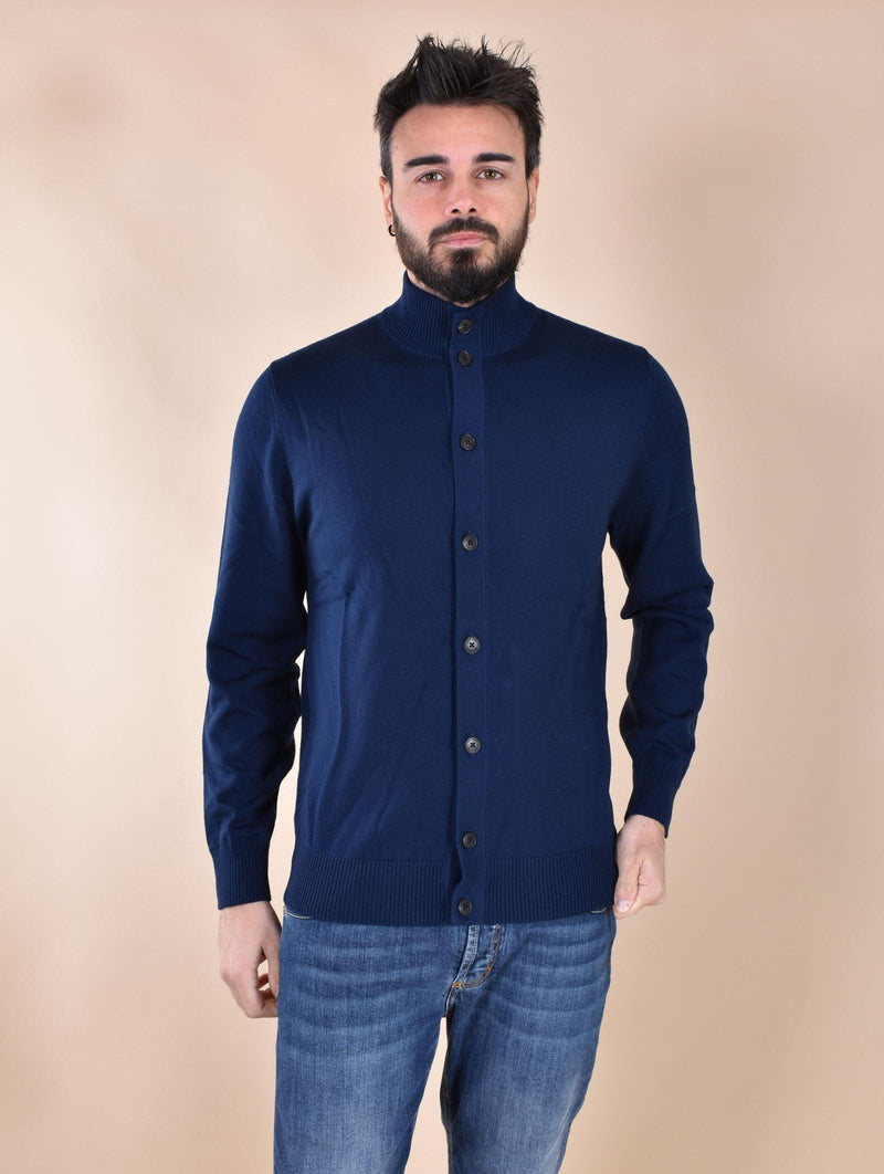 Cardigan Mc2 Saint Barth collo alto blu savile 003762 MC2 SAINT BARTH