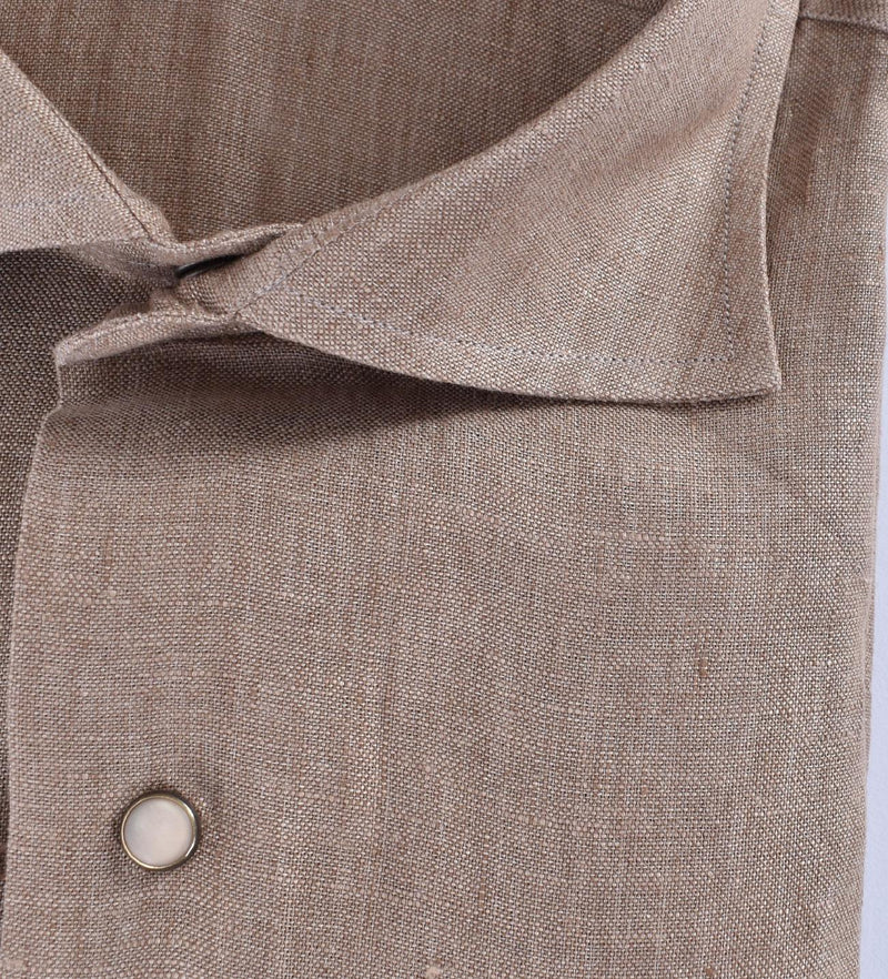 Camicia Borriello lino fango taschini 