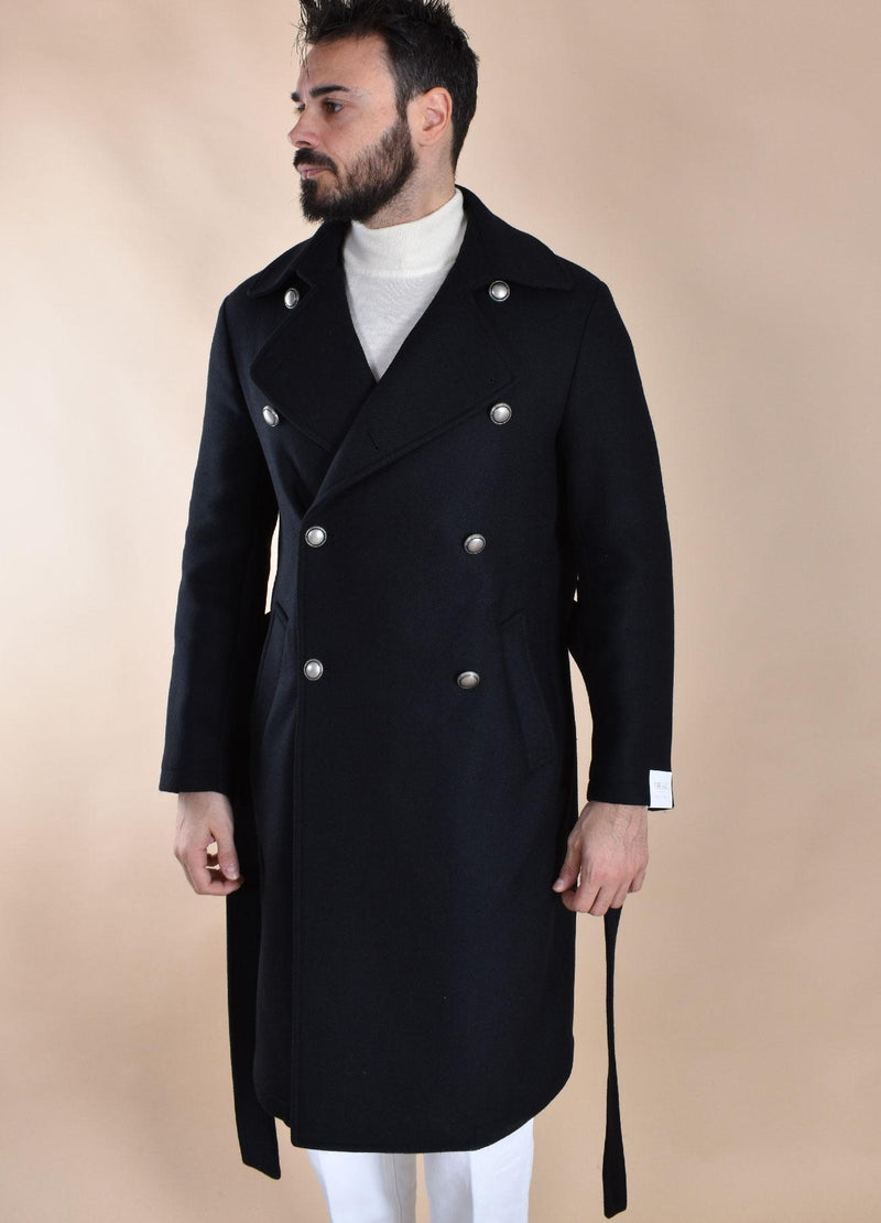 Cappotto Breras doppiopetto cintura lungo Porto nero PORTOCC1169 BRERAS Milano