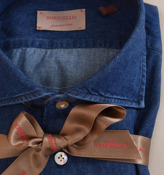 Camicia Borriello artigianale jeans denim Passion blu scuro 2100633 BORRIELLO