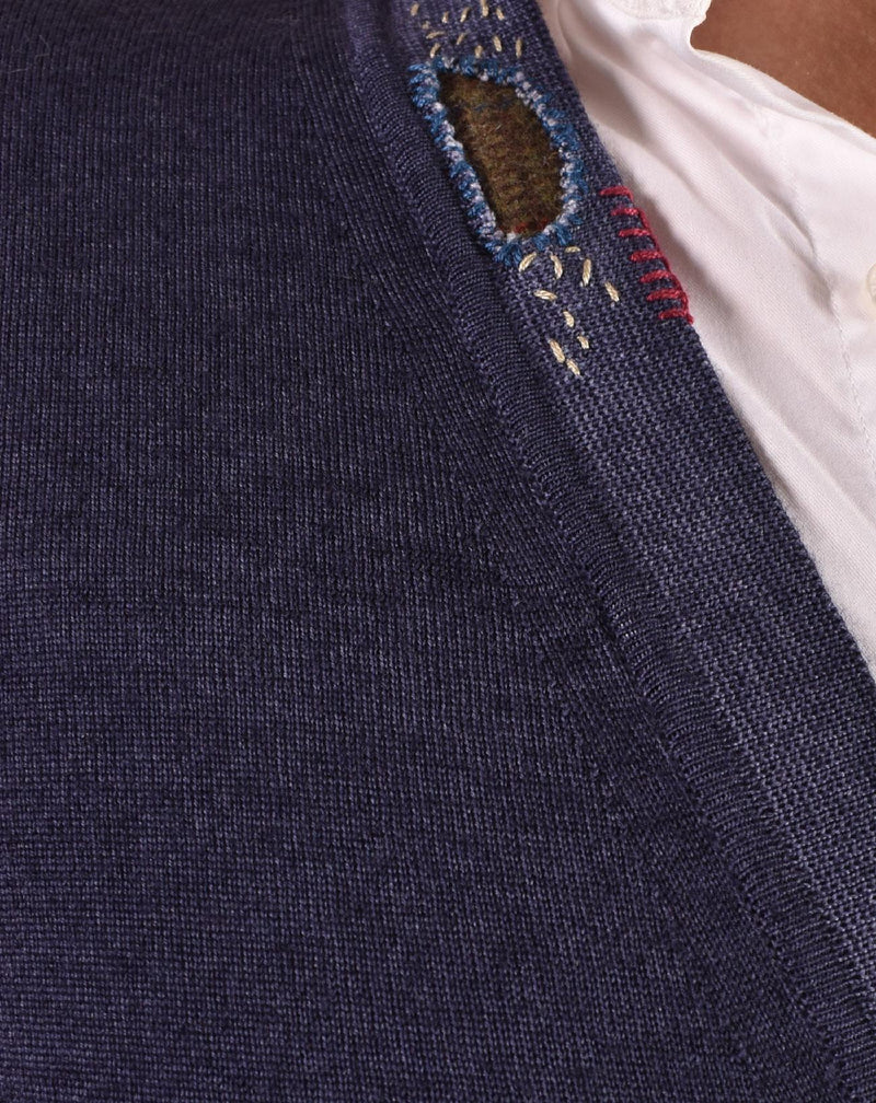 Cardigan BoB Mendoza blu ricami MENDOZA01 BOB