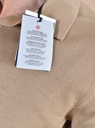 Polo Gran Sasso Athleisure beige senza bottoni scollo V 57189 14813111 GRAN SASSO