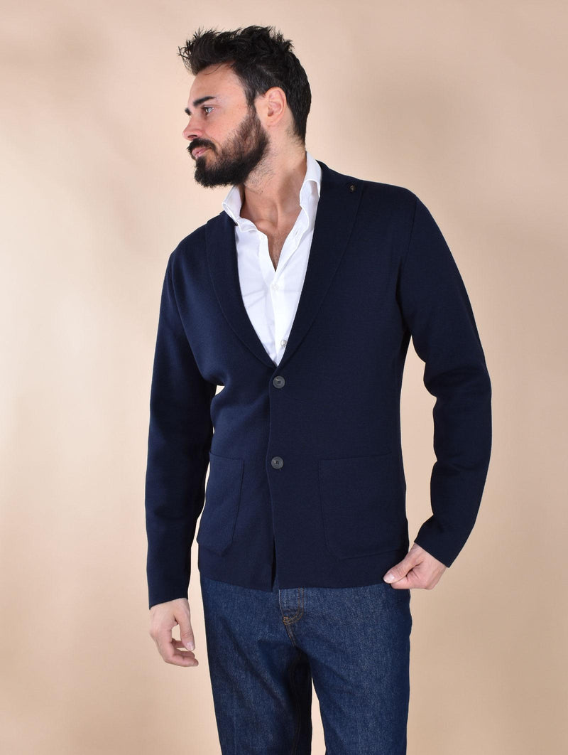 Giacca maglia Gran Sasso merinos extrafine blu 57125 14402598 GRAN SASSO