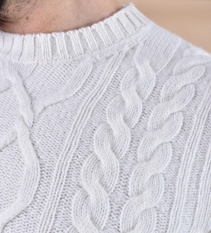 Maglione Luigi Gentile treccia bianco 124201 LUIGI GENTILE