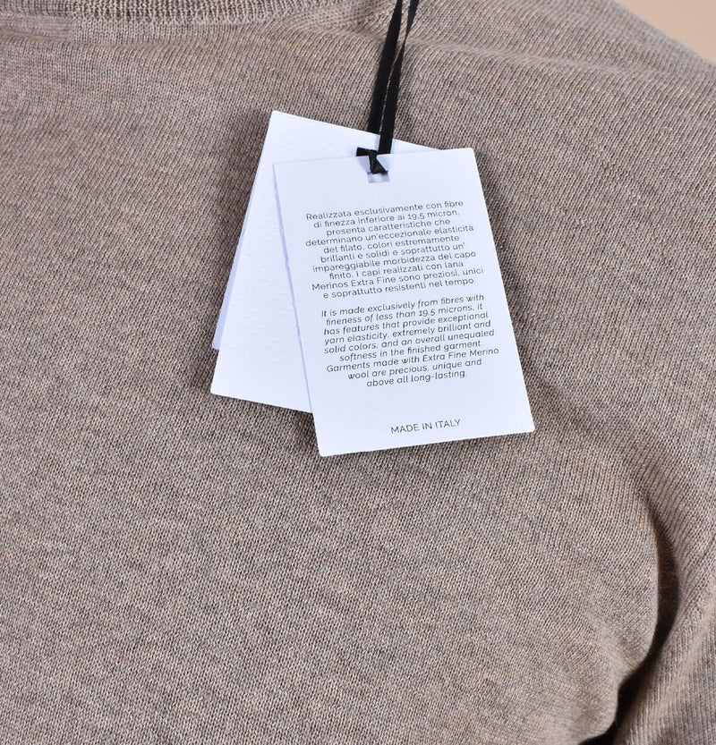 Maglia Gran Sasso extrafine merinos nocciola girocollo sottile 57167 14499131 GRAN SASSO