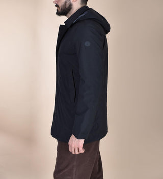 Spolverino People of Shibuya cappotto Takuya nero cappuccio PM773999 People of Shibuya