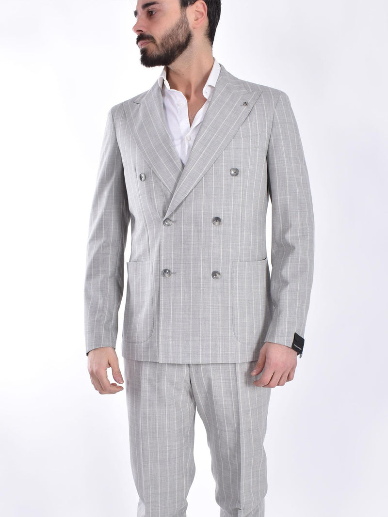 Abito Tagliatore doppiopetto gessato grigio perlaa 