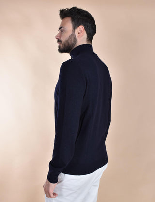 Lupetto Gran Sasso cashmere lana zip blu 55126 19699599 GRAN SASSO