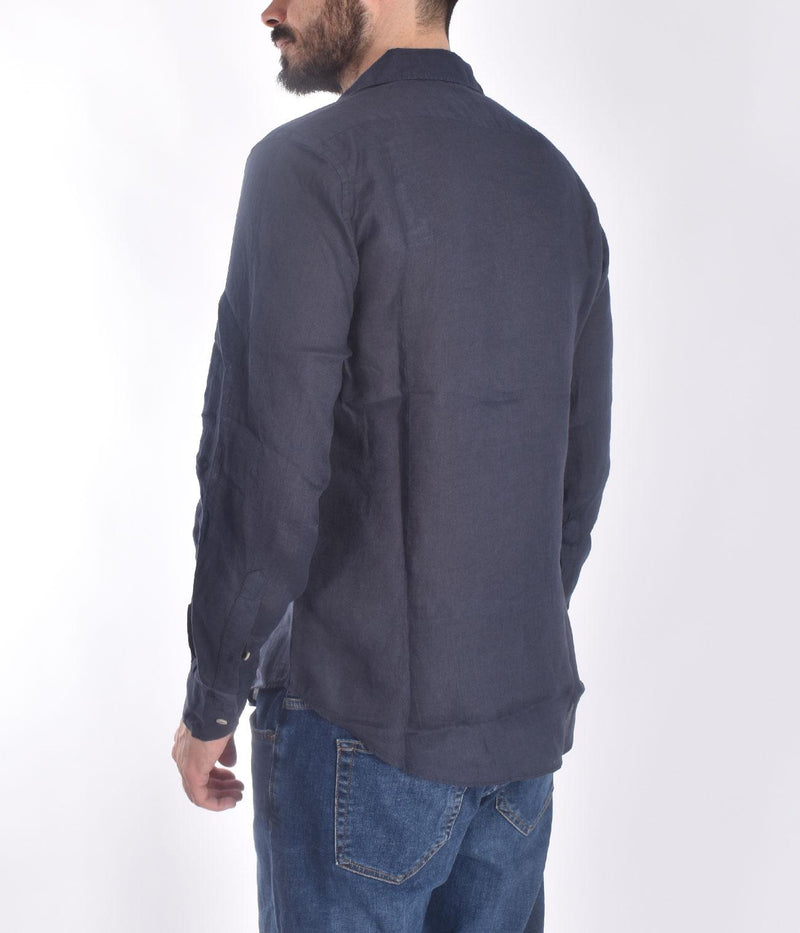 Camicia Mc2 Saint Barth blu Pamplona lino 