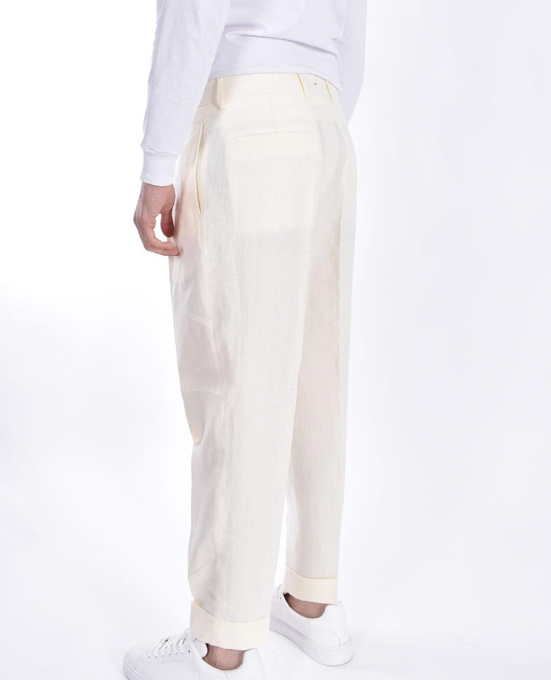 Pantalone Berwich lino bianco panna Chiaia 