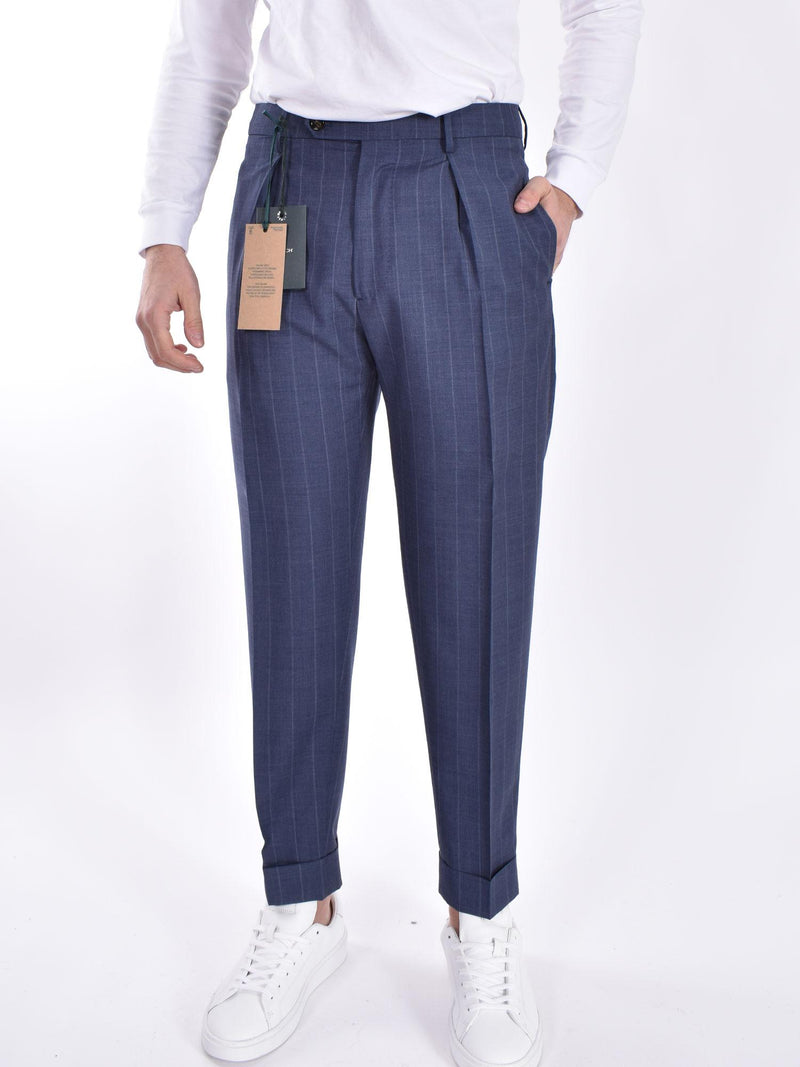 Pantalone Berwich gessato blu 