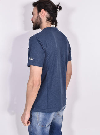 T-shirt Mc2 Saint Barth lino blu taschino Ecstasea ECSTASEA61 MC2 SAINT BARTH