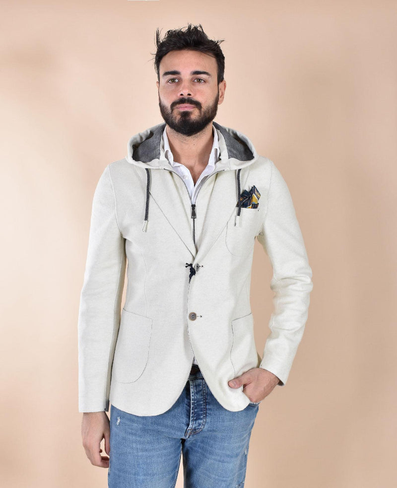 Giacca BoB panno bianco panna Lewis cappuccio LEWIS15002 BOB