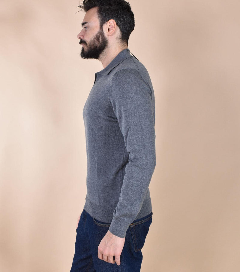 Polo Gran Sasso Athleisure grigio  senza bottoni scollo V 57189 14813089 GRAN SASSO