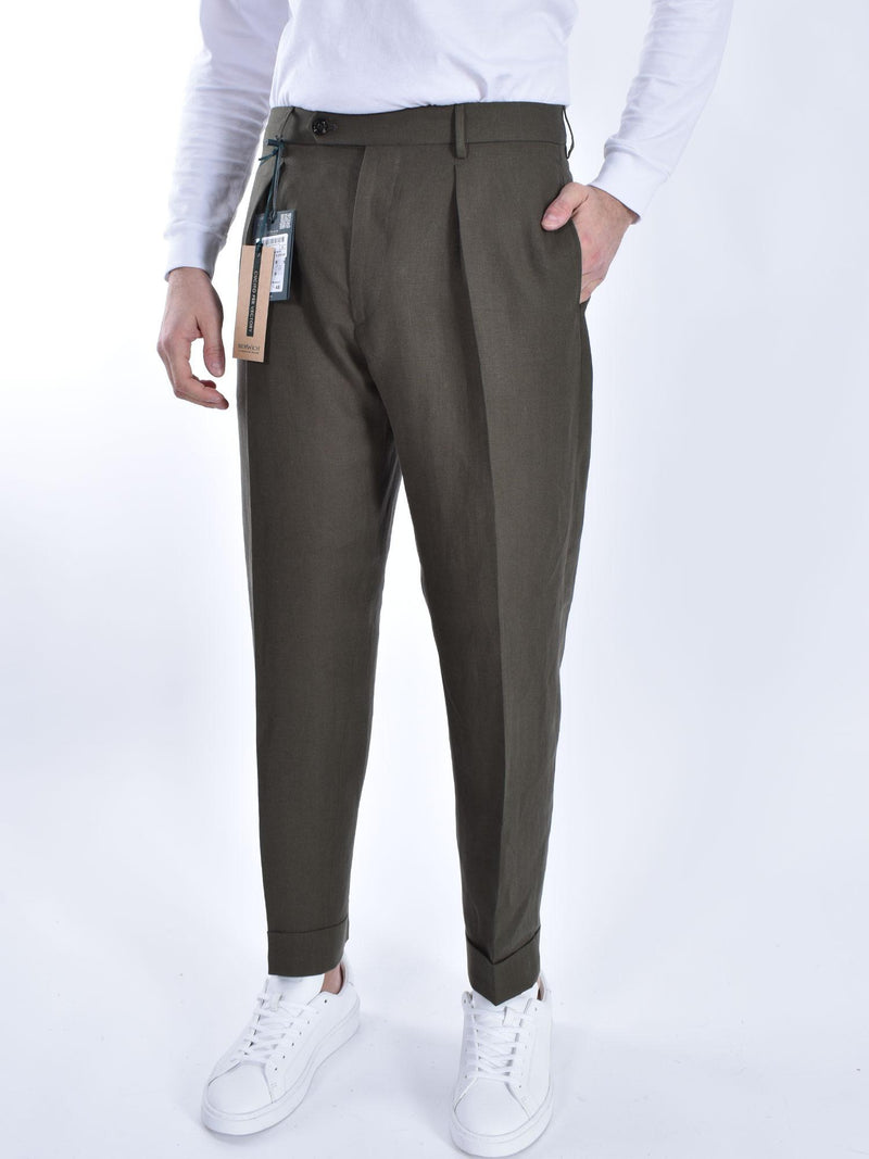 Pantalone Berwich lino verde Chiaia 